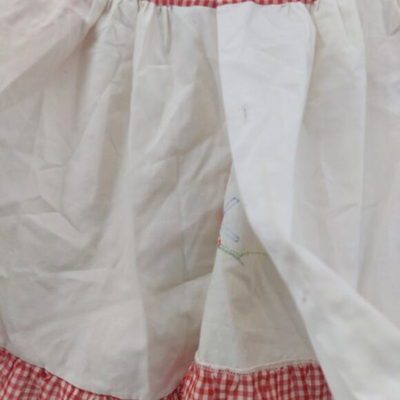 Vtg Girls Red White Gingham Baby Dress Smocked Sleeveless - Picture 14 of 15